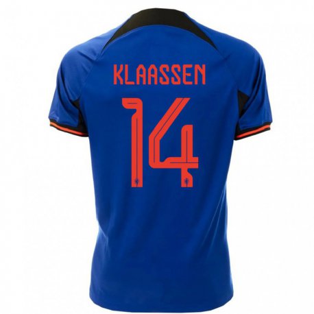Kandiny Férfi Holland Davy Klaassen #14 Királykék Idegenbeli Jersey 22-24 Mez Póló Ing