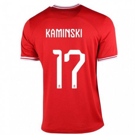Kandiny Férfi Lengyel Jakub Kaminski #17 Piros Idegenbeli Jersey 22-24 Mez Póló Ing