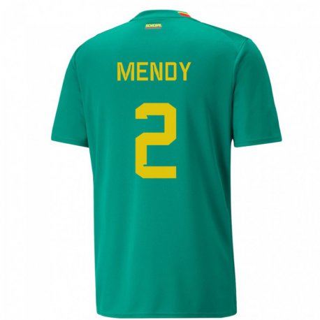 Kandiny Férfi Szenegáli Formose Mendy #2 Zöld Idegenbeli Jersey 22-24 Mez Póló Ing