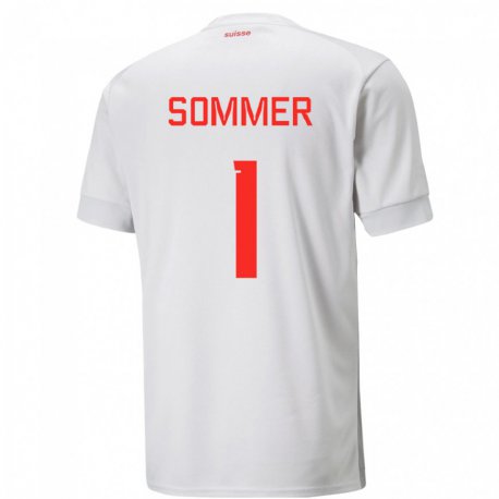 Kandiny Férfi Svájci Yann Sommer #1 Fehér Idegenbeli Jersey 22-24 Mez Póló Ing