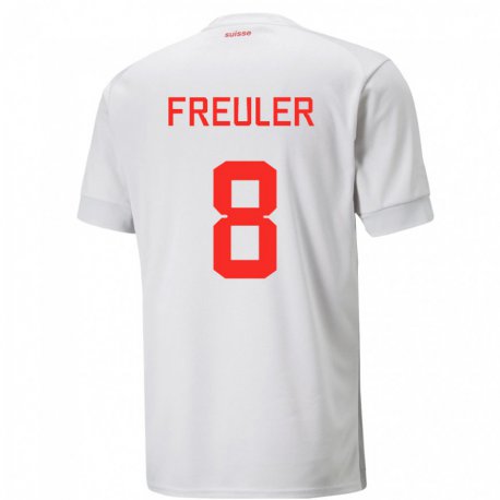 Kandiny Férfi Svájci Remo Freuler #8 Fehér Idegenbeli Jersey 22-24 Mez Póló Ing