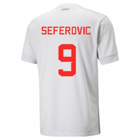 Kandiny Férfi Svájci Haris Seferovic #9 Fehér Idegenbeli Jersey 22-24 Mez Póló Ing