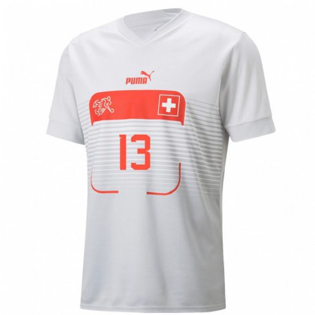Kandiny Férfi Svájci Ricardo Rodriguez #13 Fehér Idegenbeli Jersey 22-24 Mez Póló Ing