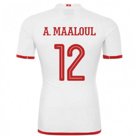 Kandiny Férfi Tunéziai Ali Maaloul #12 Fehér Idegenbeli Jersey 22-24 Mez Póló Ing