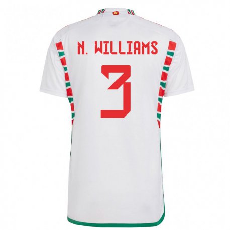 Kandiny Férfi Walesi Neco Williams #3 Fehér Idegenbeli Jersey 22-24 Mez Póló Ing