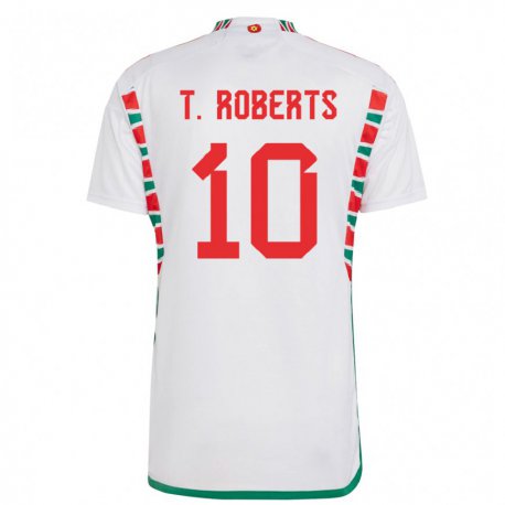 Kandiny Férfi Walesi Tyler Roberts #10 Fehér Idegenbeli Jersey 22-24 Mez Póló Ing