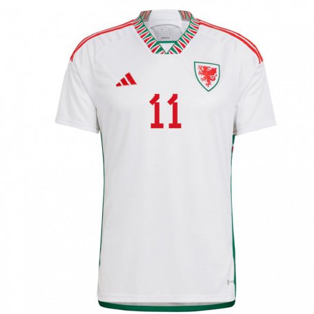 Kandiny Férfi Walesi Gareth Bale #11 Fehér Idegenbeli Jersey 22-24 Mez Póló Ing