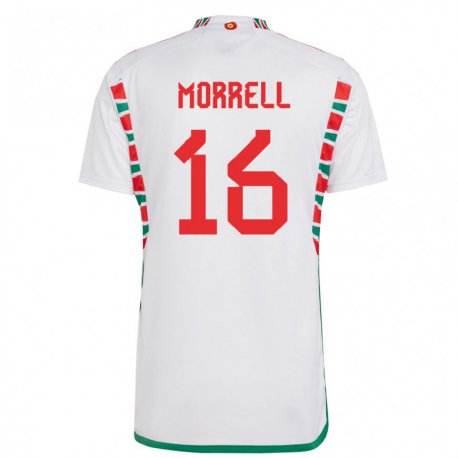 Kandiny Férfi Walesi Joe Morrell #16 Fehér Idegenbeli Jersey 22-24 Mez Póló Ing