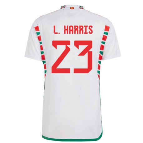 Kandiny Férfi Walesi Luke Harris #23 Fehér Idegenbeli Jersey 22-24 Mez Póló Ing