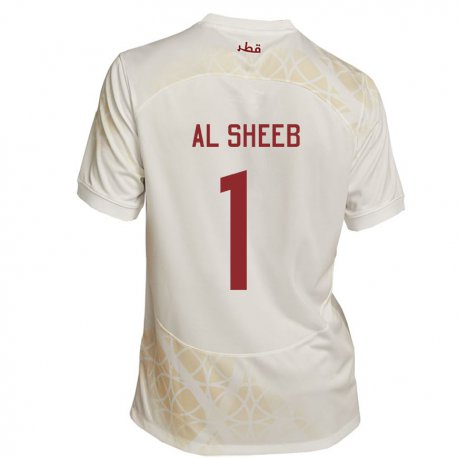 Kandiny Férfi Katari Saad Al Sheeb #1 Arany Bézs Idegenbeli Jersey 22-24 Mez Póló Ing