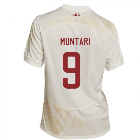 Kandiny Férfi Katari Mohammed Muntari #9 Arany Bézs Idegenbeli Jersey 22-24 Mez Póló Ing