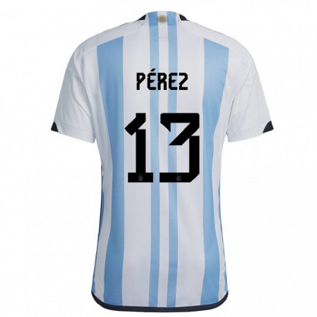 Kandiny Női Argentin Nehuen Perez #13 Fehér ég Kék Hazai Jersey 22-24 Mez Póló Ing