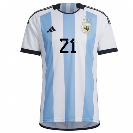 Kandiny Női Argentin Paulo Dybala #21 Fehér ég Kék Hazai Jersey 22-24 Mez Póló Ing