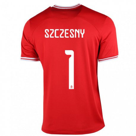 Kandiny Női Lengyel Wojciech Szczesny #1 Piros Idegenbeli Jersey 22-24 Mez Póló Ing
