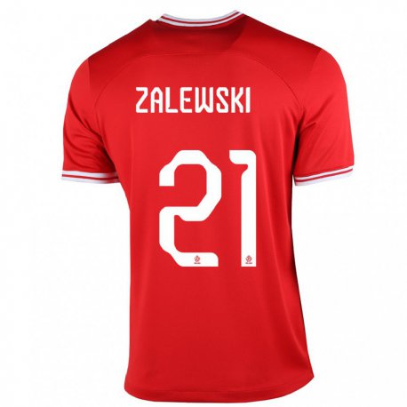 Kandiny Női Lengyel Nicola Zalewski #21 Piros Idegenbeli Jersey 22-24 Mez Póló Ing