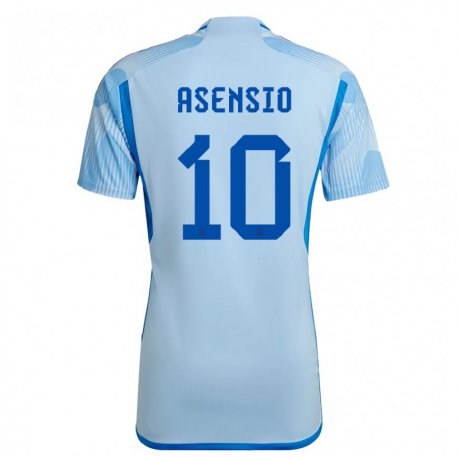 Kandiny Női Spanyol Marco Asensio #10 Égszínkék Idegenbeli Jersey 22-24 Mez Póló Ing