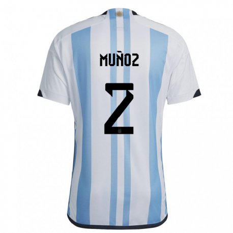Kandiny Gyermek Argentin Luana Munoz #2 Fehér ég Kék Hazai Jersey 22-24 Mez Póló Ing