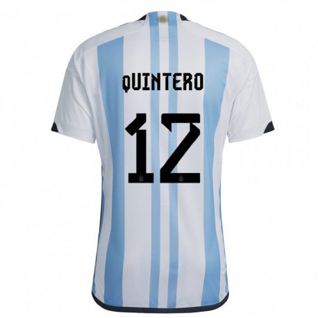 Kandiny Gyermek Argentin Valentino Quintero #12 Fehér ég Kék Hazai Jersey 22-24 Mez Póló Ing