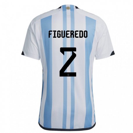 Kandiny Gyermek Argentin Leandro Figueredo #2 Fehér ég Kék Hazai Jersey 22-24 Mez Póló Ing
