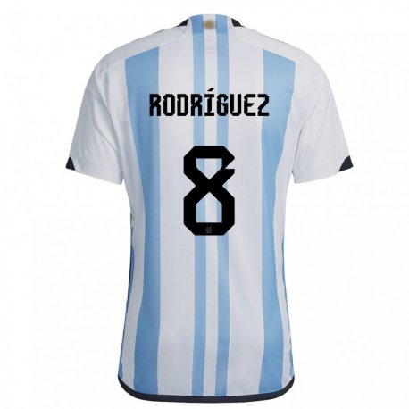 Kandiny Gyermek Argentin Agustin Rodriguez #8 Fehér ég Kék Hazai Jersey 22-24 Mez Póló Ing