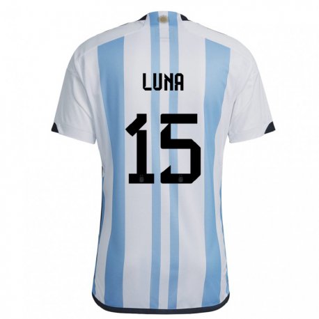 Kandiny Gyermek Argentin Alex Luna #15 Fehér ég Kék Hazai Jersey 22-24 Mez Póló Ing