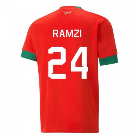 Kandiny Gyermek Marokkói Achraf Ramzi #24 Piros Hazai Jersey 22-24 Mez Póló Ing