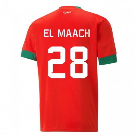 Kandiny Gyermek Marokkói Fouad El Maach #28 Piros Hazai Jersey 22-24 Mez Póló Ing