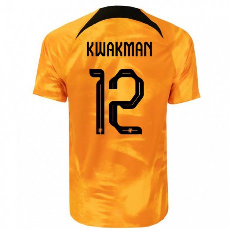 Kandiny Gyermek Holland Dave Kwakman #12 Lézer Narancs Hazai Jersey 22-24 Mez Póló Ing