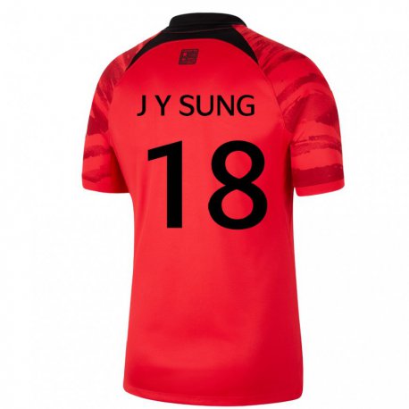 Kandiny Gyermek Dél-koreai Sung Jin Young #18 Piros Fekete Hazai Jersey 22-24 Mez Póló Ing