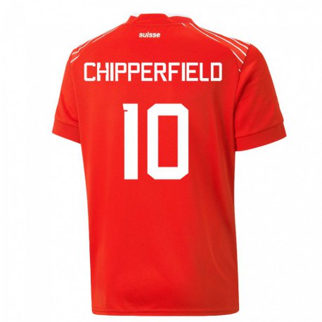 Kandiny Gyermek Svájci Liam Chipperfield #10 Piros Hazai Jersey 22-24 Mez Póló Ing