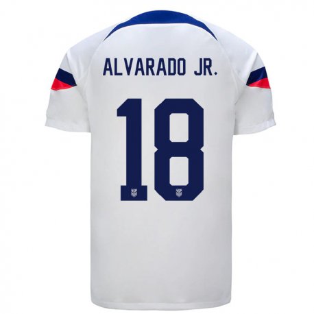 Kandiny Gyermek Amerikai Alejandro Alvarado Jr #18 Fehér Hazai Jersey 22-24 Mez Póló Ing