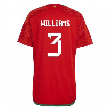 Kandiny Gyermek Walesi Zac Williams #3 Piros Hazai Jersey 22-24 Mez Póló Ing