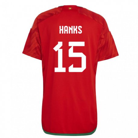 Kandiny Gyermek Walesi Justin Hanks #15 Piros Hazai Jersey 22-24 Mez Póló Ing
