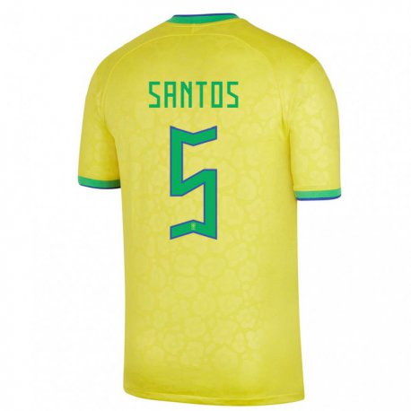 Kandiny Gyermek Brazil Andrey Santos #5 Sárga Hazai Jersey 22-24 Mez Póló Ing