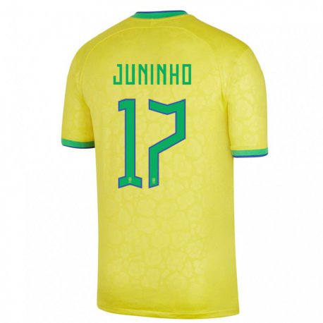 Kandiny Gyermek Brazil Juninho #17 Sárga Hazai Jersey 22-24 Mez Póló Ing