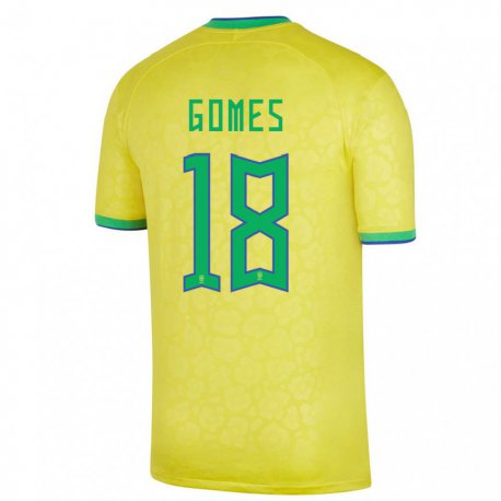 Kandiny Gyermek Brazil Marlon Gomes #18 Sárga Hazai Jersey 22-24 Mez Póló Ing
