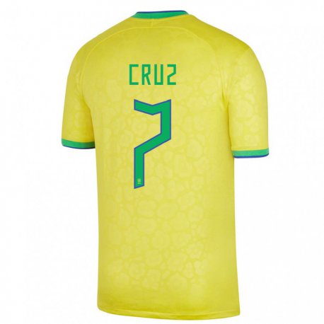 Kandiny Gyermek Brazil Joao Cruz #7 Sárga Hazai Jersey 22-24 Mez Póló Ing