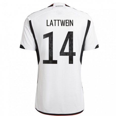 Kandiny Gyermek Német Lena Lattwein #14 Fehér Fekete Hazai Jersey 22-24 Mez Póló Ing