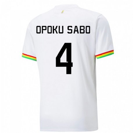 Kandiny Gyermek Ghánai Alex Opoku Sabo #4 Fehér Hazai Jersey 22-24 Mez Póló Ing