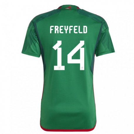 Kandiny Gyermek Mexikói Emiliano Freyfeld #14 Zöld Hazai Jersey 22-24 Mez Póló Ing