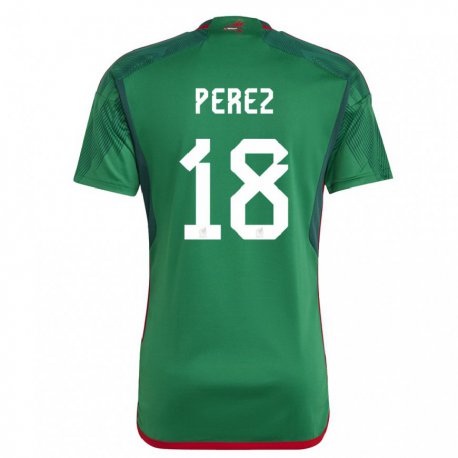 Kandiny Gyermek Mexikói Jonathan Perez #18 Zöld Hazai Jersey 22-24 Mez Póló Ing