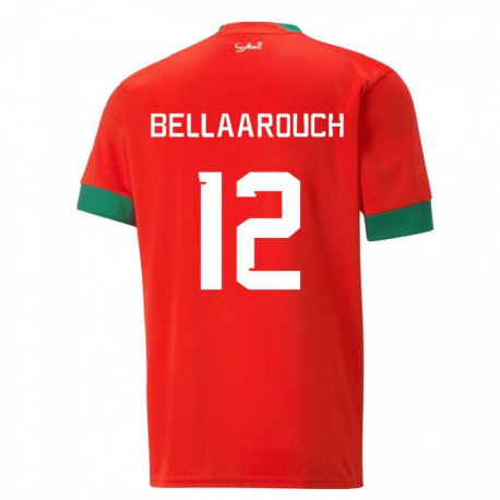 Kandiny Gyermek Marokkói Alaa Bellaarouch #12 Piros Hazai Jersey 22-24 Mez Póló Ing