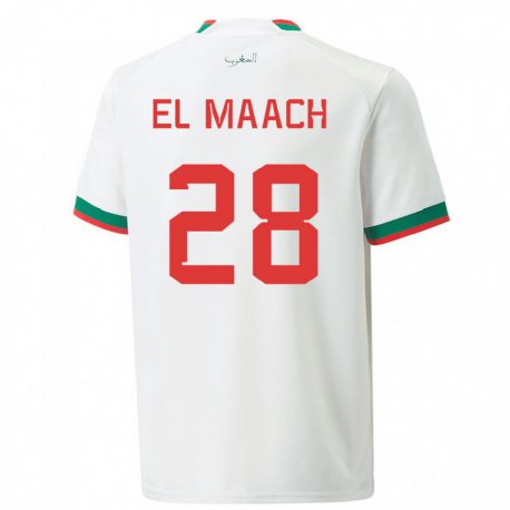 Kandiny Gyermek Marokkói Fouad El Maach #28 Fehér Idegenbeli Jersey 22-24 Mez Póló Ing