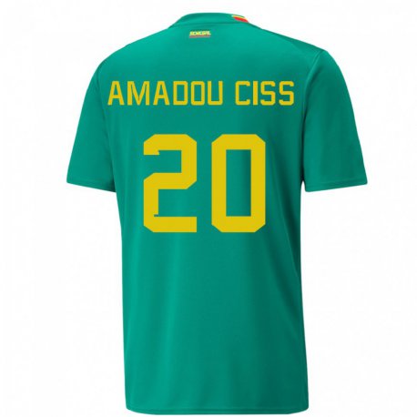 Kandiny Gyermek Szenegáli Amadou Ciss #20 Zöld Idegenbeli Jersey 22-24 Mez Póló Ing