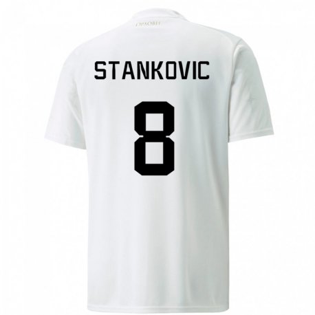 Kandiny Gyermek Szerb Aleksandar Stankovic #8 Fehér Idegenbeli Jersey 22-24 Mez Póló Ing