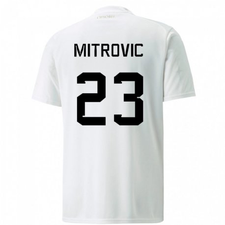 Kandiny Gyermek Szerb Vuk Mitrovic #23 Fehér Idegenbeli Jersey 22-24 Mez Póló Ing