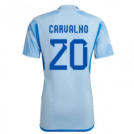 Kandiny Gyermek Spanyol Miguel Carvalho #20 Sky Kék Idegenbeli Jersey 22-24 Mez Póló Ing
