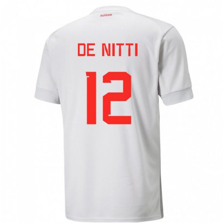 Kandiny Gyermek Svájci Gianni De Nitti #12 Fehér Idegenbeli Jersey 22-24 Mez Póló Ing