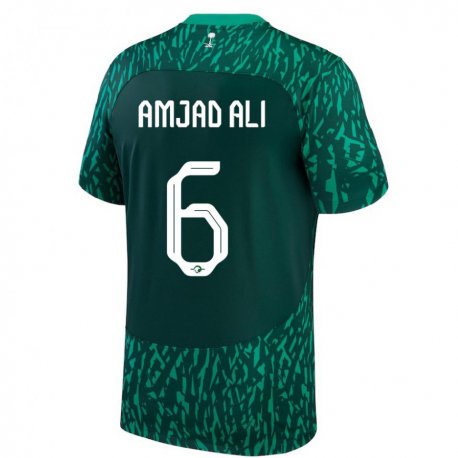 Kandiny Gyermek Szaúd-arábiai Amjad Ali #6 Dark Zöld Idegenbeli Jersey 22-24 Mez Póló Ing