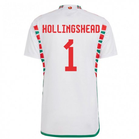 Kandiny Gyermek Walesi Ronnie Hollingshead #1 Fehér Idegenbeli Jersey 22-24 Mez Póló Ing